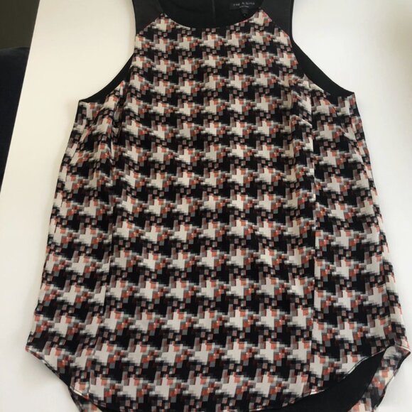 Rag & Bone Lamb Leather & Silk Shoulder Tank Top Size XS - Picture 3 of 11